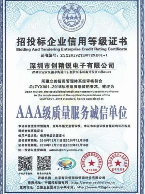 AAA級質(zhì)量服務(wù)誠信單位